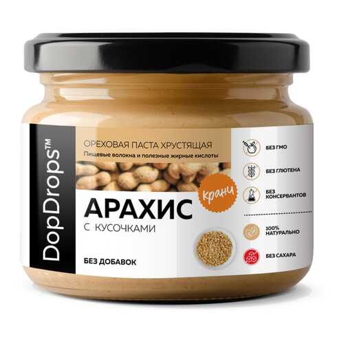 Арахисовая паста хрустящая DopDrops Кранч без добавок 250г в Несте Ойл