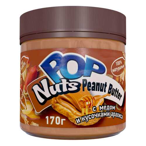 Арахисовая паста POP Nuts Peanut Butter с медом и кусочками арахиса, 170г в Несте Ойл