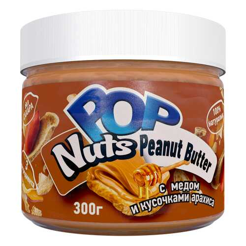 Арахисовая паста POP Nuts Peanut Butter с медом и кусочками арахиса, 300 г в Несте Ойл