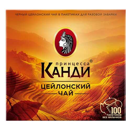 Чай черный Принцесса Канди Цейлонский 100 пакетиков без ярлыка в Несте Ойл