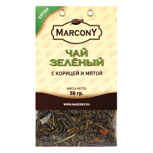 Чай Marcony зеленый с корицей и мятой 50 г в Несте Ойл