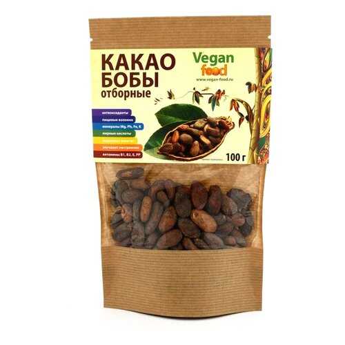 Какао бобы сырые Vegan Food отборные 100 г в Несте Ойл