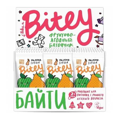 Батончик Фруктово-ягодный Bitey Яблоко-Груша 30 штук 25гр в Несте Ойл
