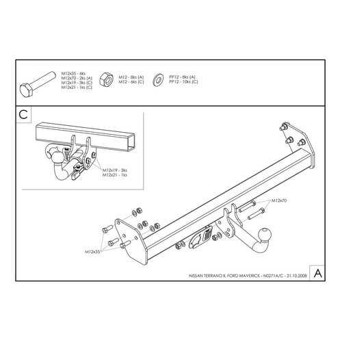 Galia Фаркоп оцинкованный Ford Maverick 1993-2000, Nissan Terrano 1993-2002 твердое крепле в Несте Ойл