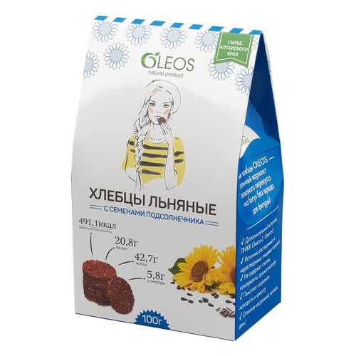 Хлебцы льняные Oleos с семенами подсолнечника 100 г в Несте Ойл