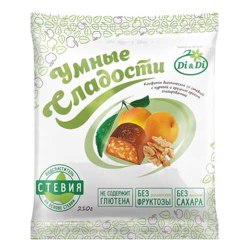 Конфеты со стевией Умные сладости с курагой и грецким орехом глазированные 210 г в Несте Ойл