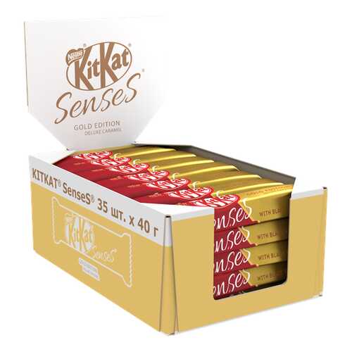 Белый шоколад KITKAT SENSES GOLD EDITION. DELUXE CARAMEL и молочный с вафлей 35шт по 40 г в Несте Ойл
