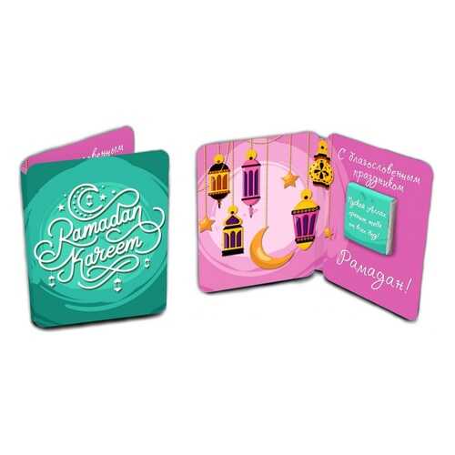 Шоколад Chokocat Ramadan Kareem. Зелёно-розовая, молочный, мини-открытка, 5 гр в Несте Ойл