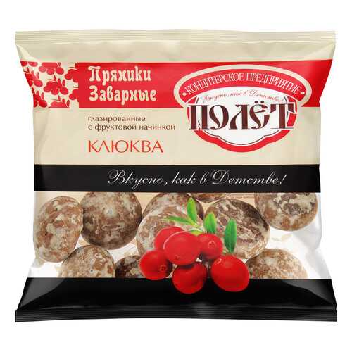 Пряники Полет заварные глазированные с начинкой клюква 300 г в Несте Ойл