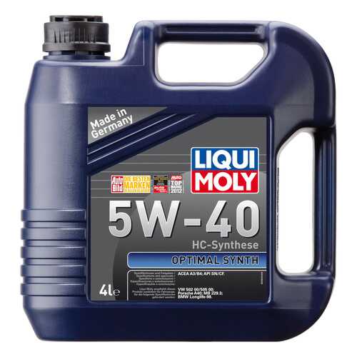 Моторное масло Liqui moly Optimal Synth 5W-40 4л в Несте Ойл
